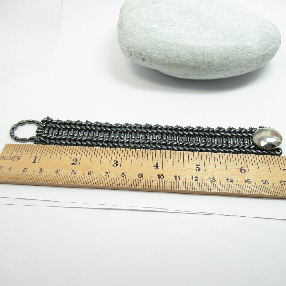 Hematite Woven Bracelet With Button - image 4